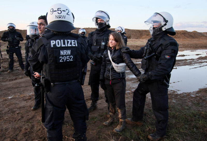 Protest against the expansion of the Garzweiler open-cast lignite mine of Germany's utility RWE to Luetzerath