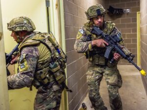 Soldiers Entering Building