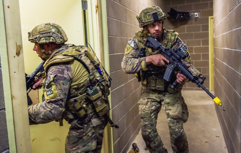 Soldiers Entering Building