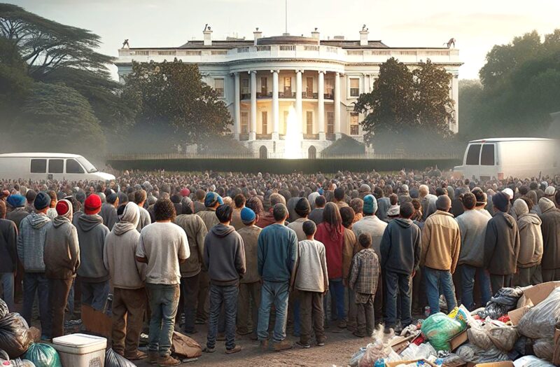 Ai amerika migransok feher haz elott